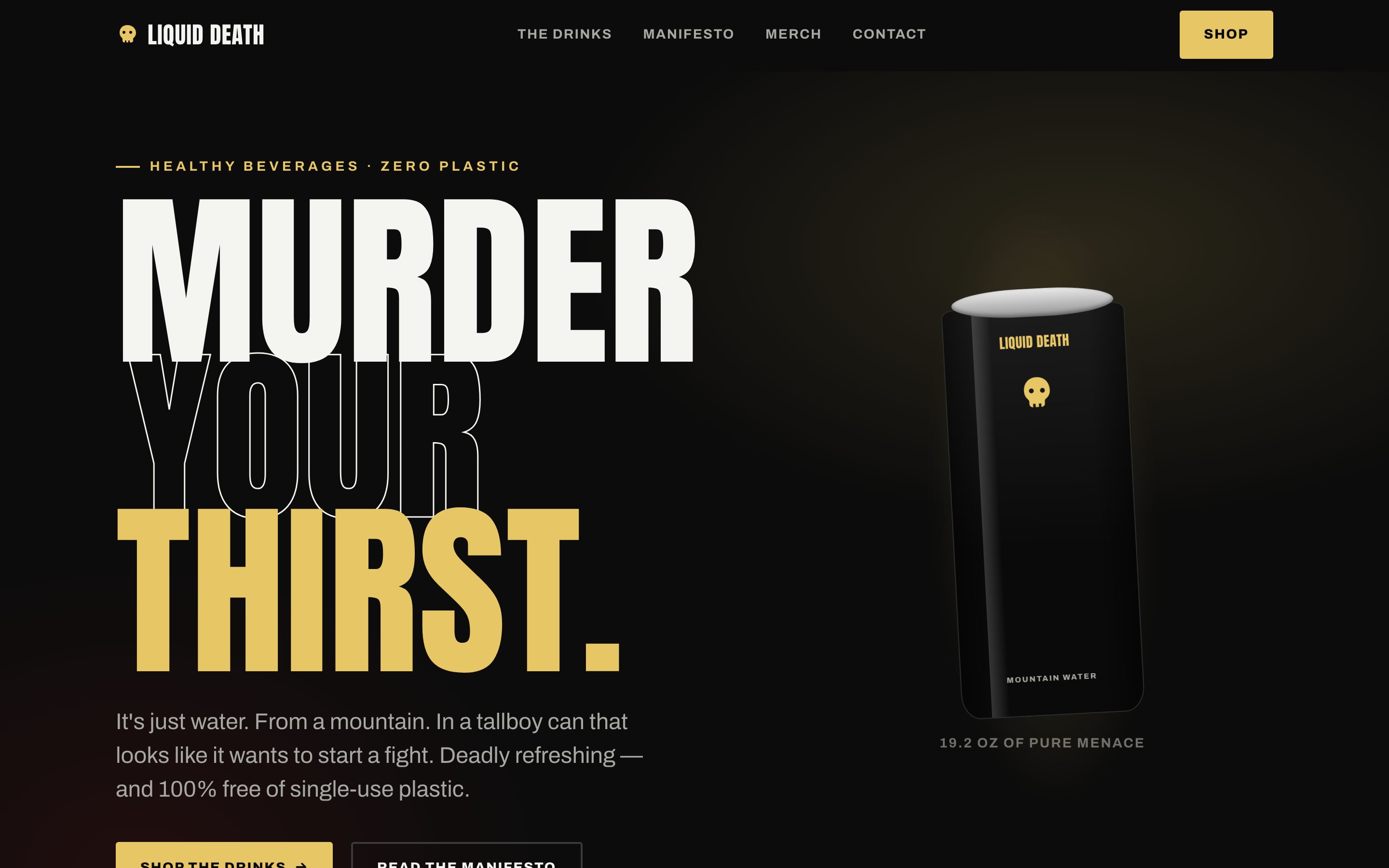 Concept rebuild of the Liquid Death homepage
