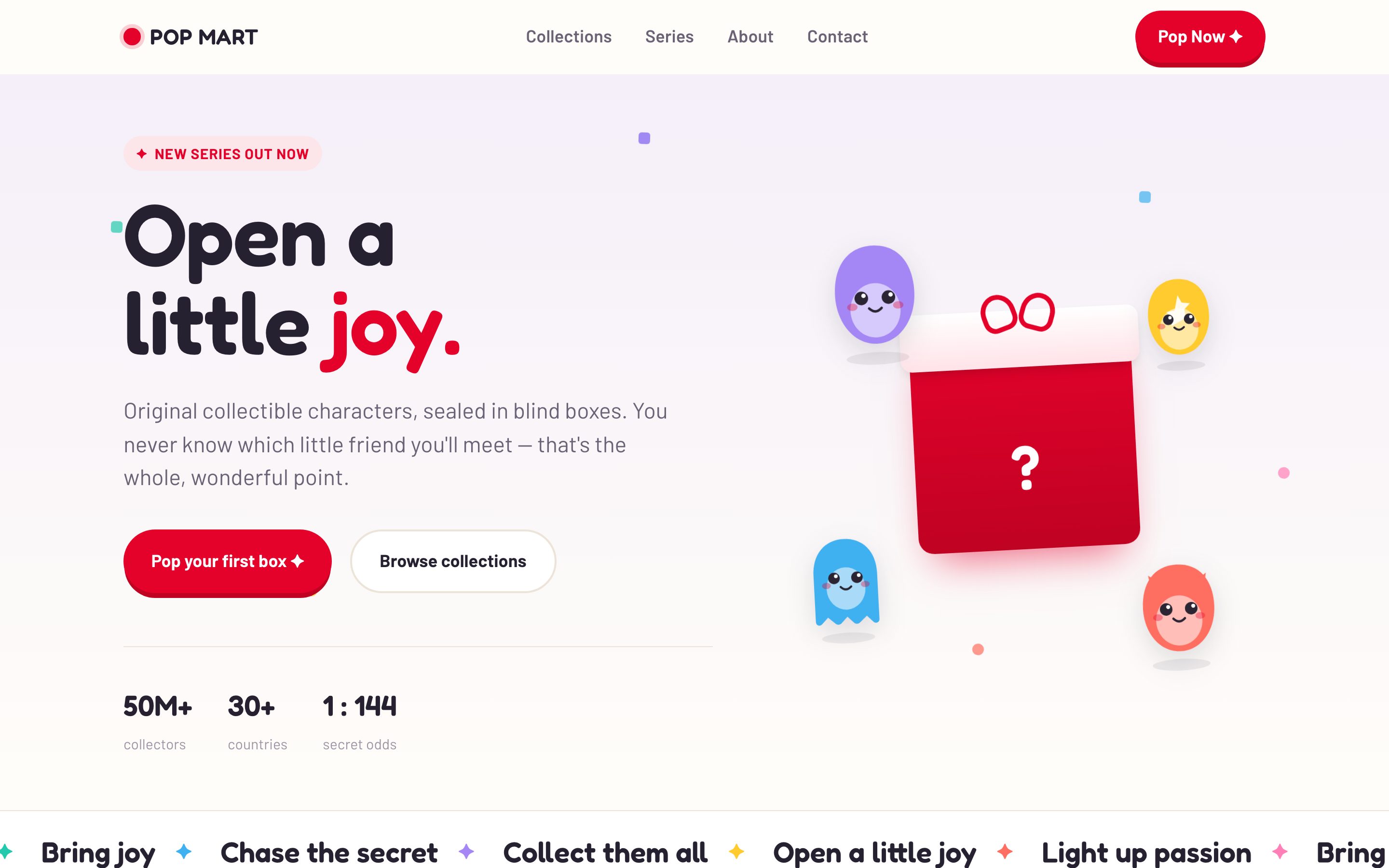 Concept rebuild of the Pop Mart homepage